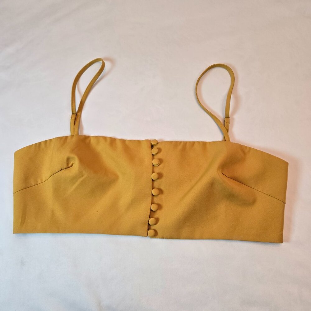 LUXXEL Women's Button Up Bralette Top  Sz: M Mustard